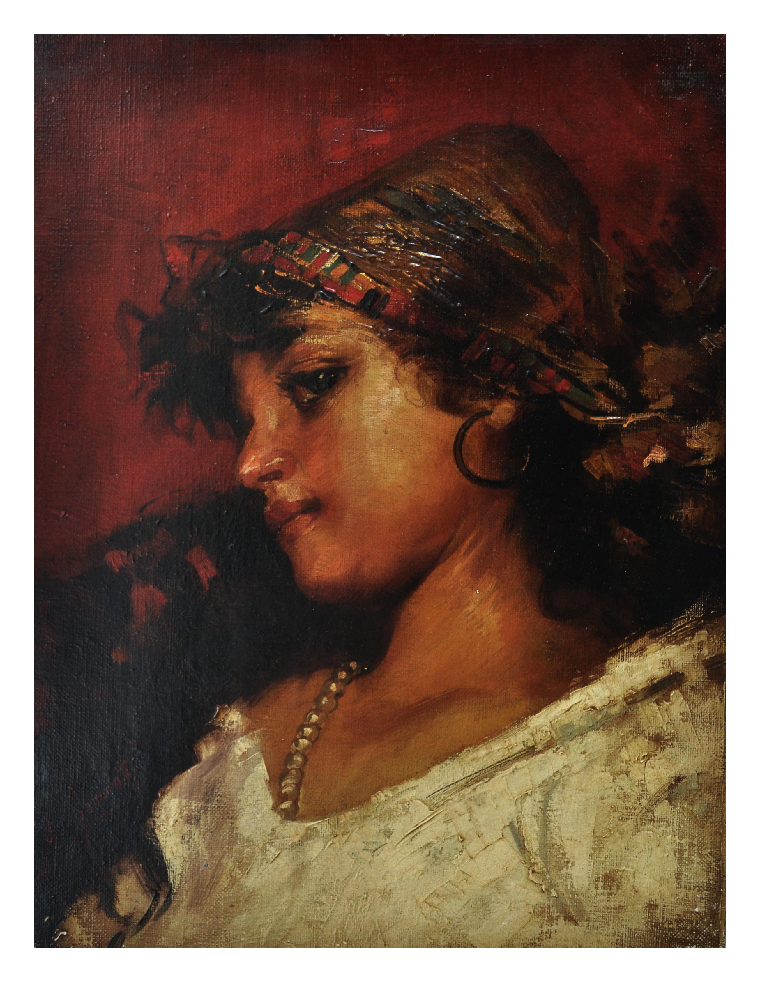 COUNTRY GIRL- Angelo Granati Neapolitan School - Italy - Oil on canvas painting. For Sale 4