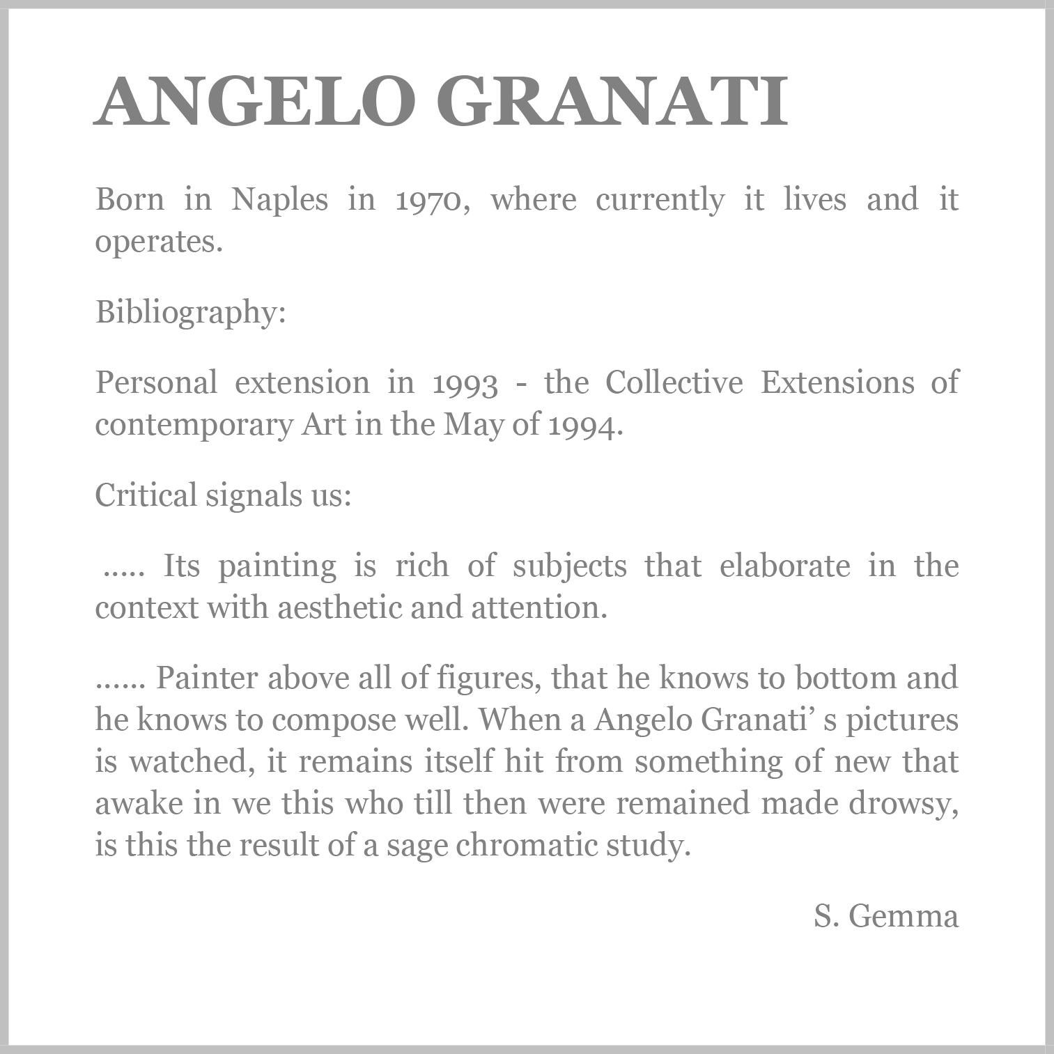 IN PARLOR - Peinture figurative italienne à l'huile sur toile d'Angelo Granati en vente 6