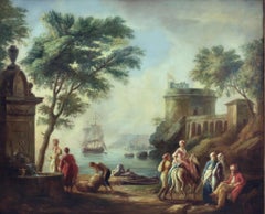 MEDITERRANEAN HARBOR - Angelo Granati - Oil on Canvas Painting