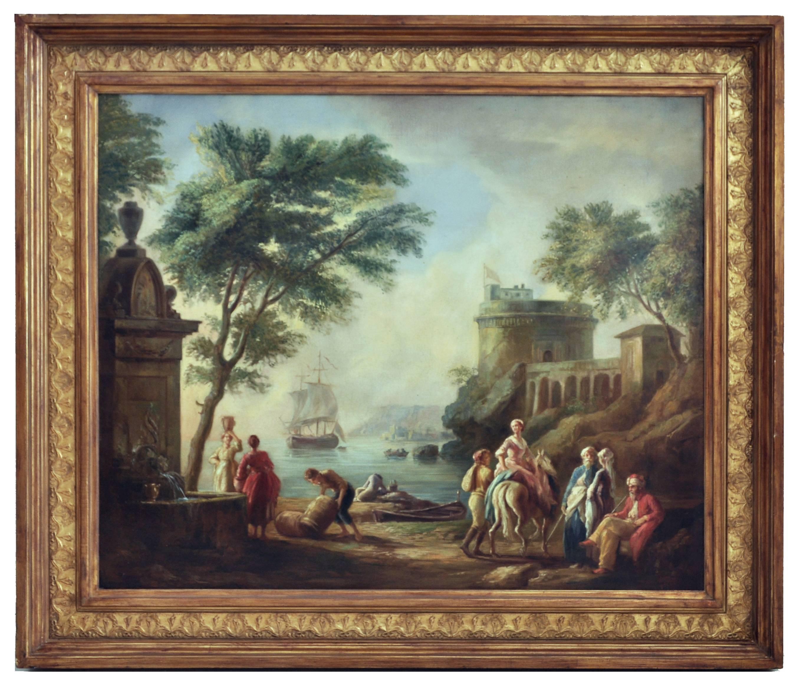 Vista de un puerto mediterráneo - Angelo Granati Italia 2009 - Óleo sobre lienzo mis. cm. 90x110. 
Esta es su reinterpretación de  cuadro "Puerto marítimo 1763" del gran maestro Claude-Joseph Vernet.

Nacido en Aviñón, en el corazón de la Provenza,