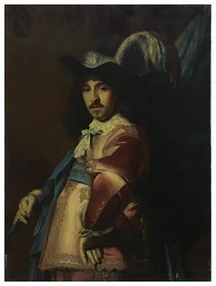 MUSKETEER - A la manière de Cornelisz -Italien Portrait peinture à l'huile sur toile