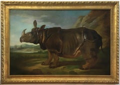 RHINOCEROS - Angelo Granati - Italian animal oil on canvas painting.