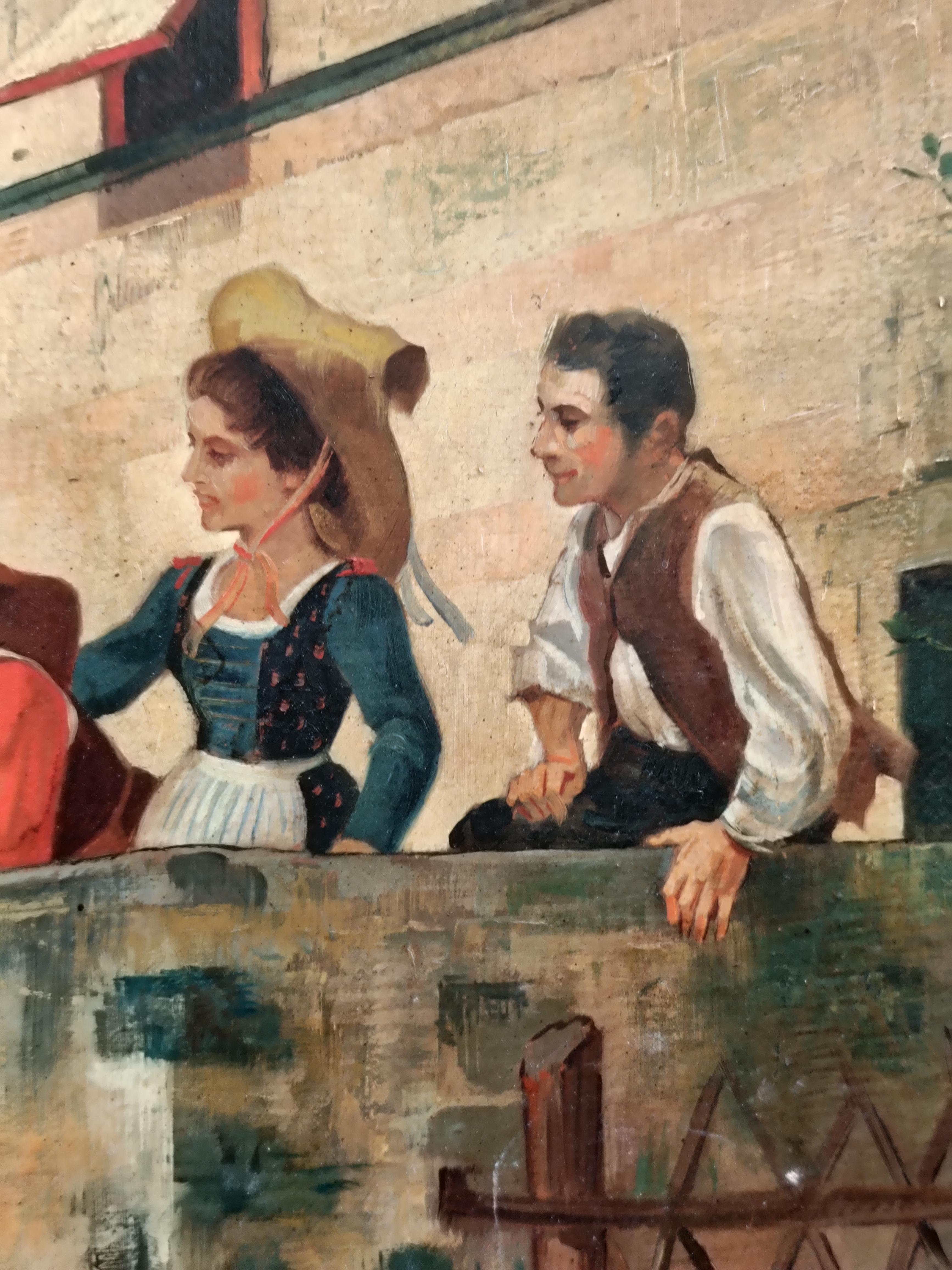SERENADE - Angelo Granati - Italian Figurative Oil on canvas painting For Sale 11