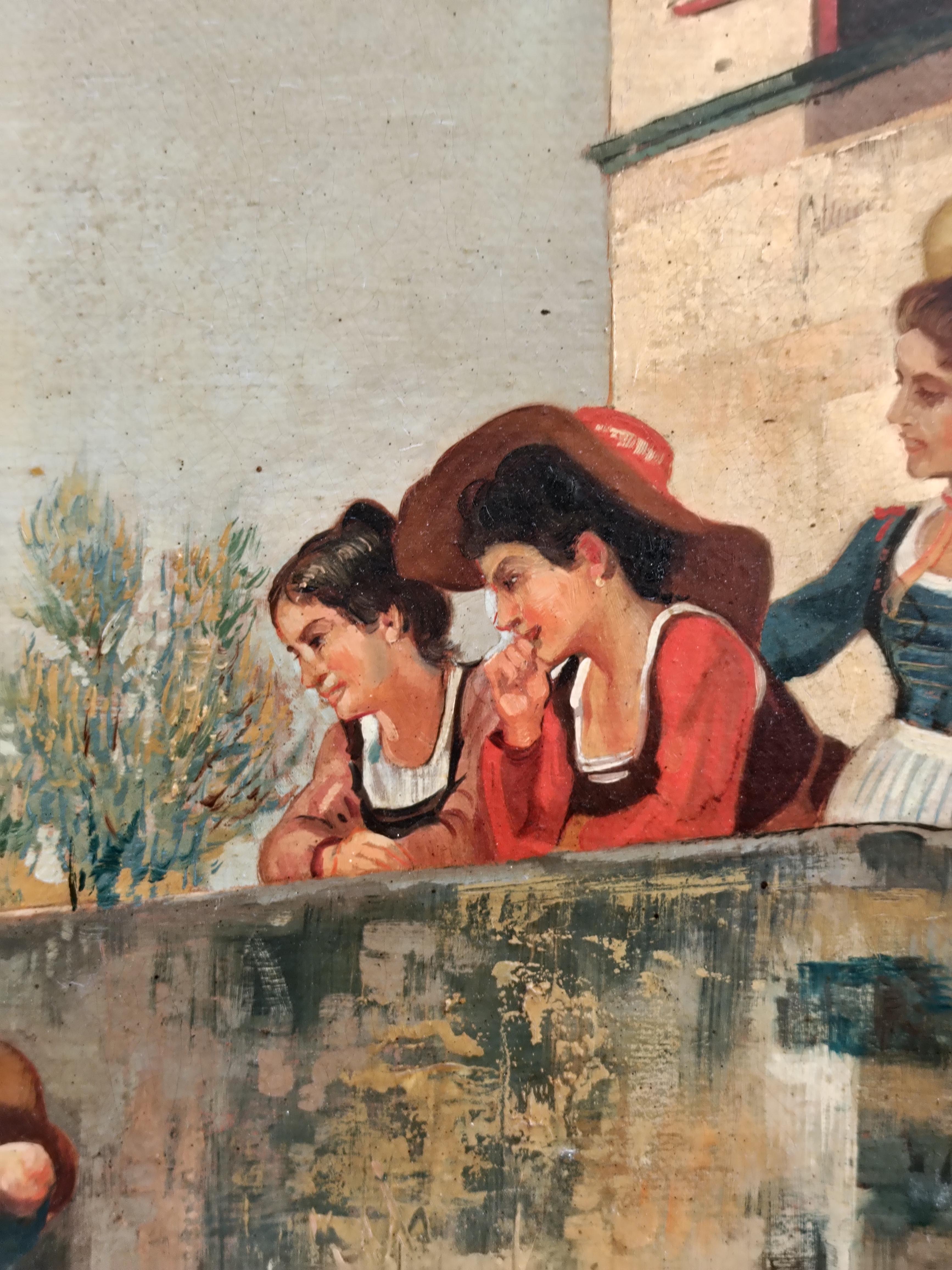SERENADE - Angelo Granati - Italian Figurative Oil on canvas painting For Sale 12