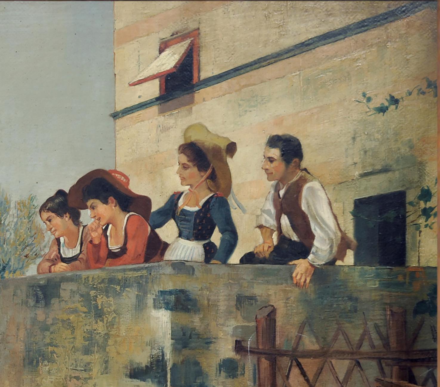 SERENADE - Angelo Granati - Pintura figurativa italiana al óleo sobre lienzo en venta 4