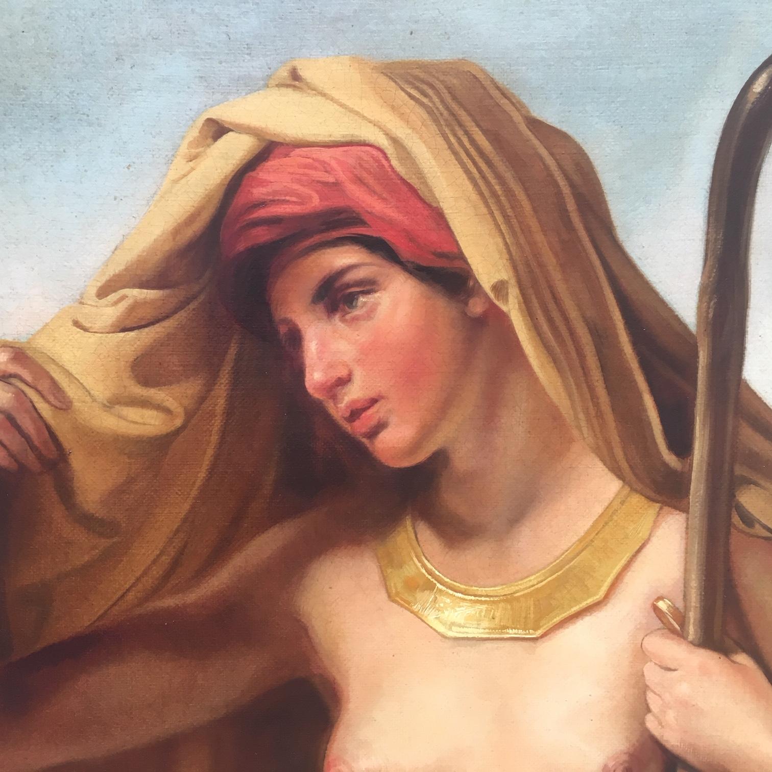 Tamar of Judah - Angelo Granati Italia 2008  Oil on canvas cm.100x80. 
This is his reinterpretation of a greatest old master painting by Francesco Paolo Hayez.
Gold leaf gilded wooden frame available on request

The resplendent Tamar, which seems to