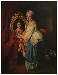 THE BEATIFUL FRAME - Angelo Granati - Figurative oil on canvas painting