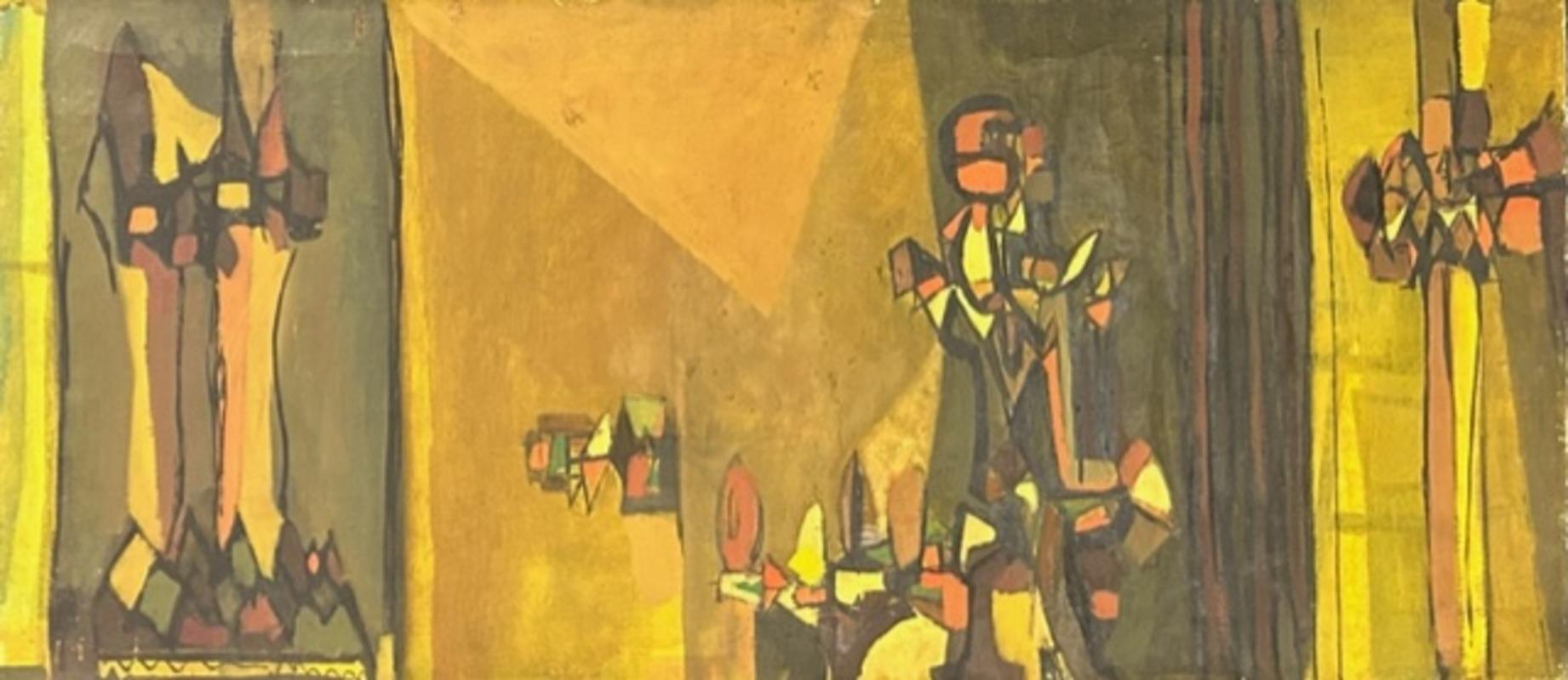 Angelo Ippolito
Untitled, 1952
Signed and dated on the reverse
Oil on canvas
16 x 36 inches

Provenance:
Gloria Torrice
Estate of the above
Liana Torrice, West Orange, New Jersey, by descent

Angelo Ippolito was an internationally exhibited painter,