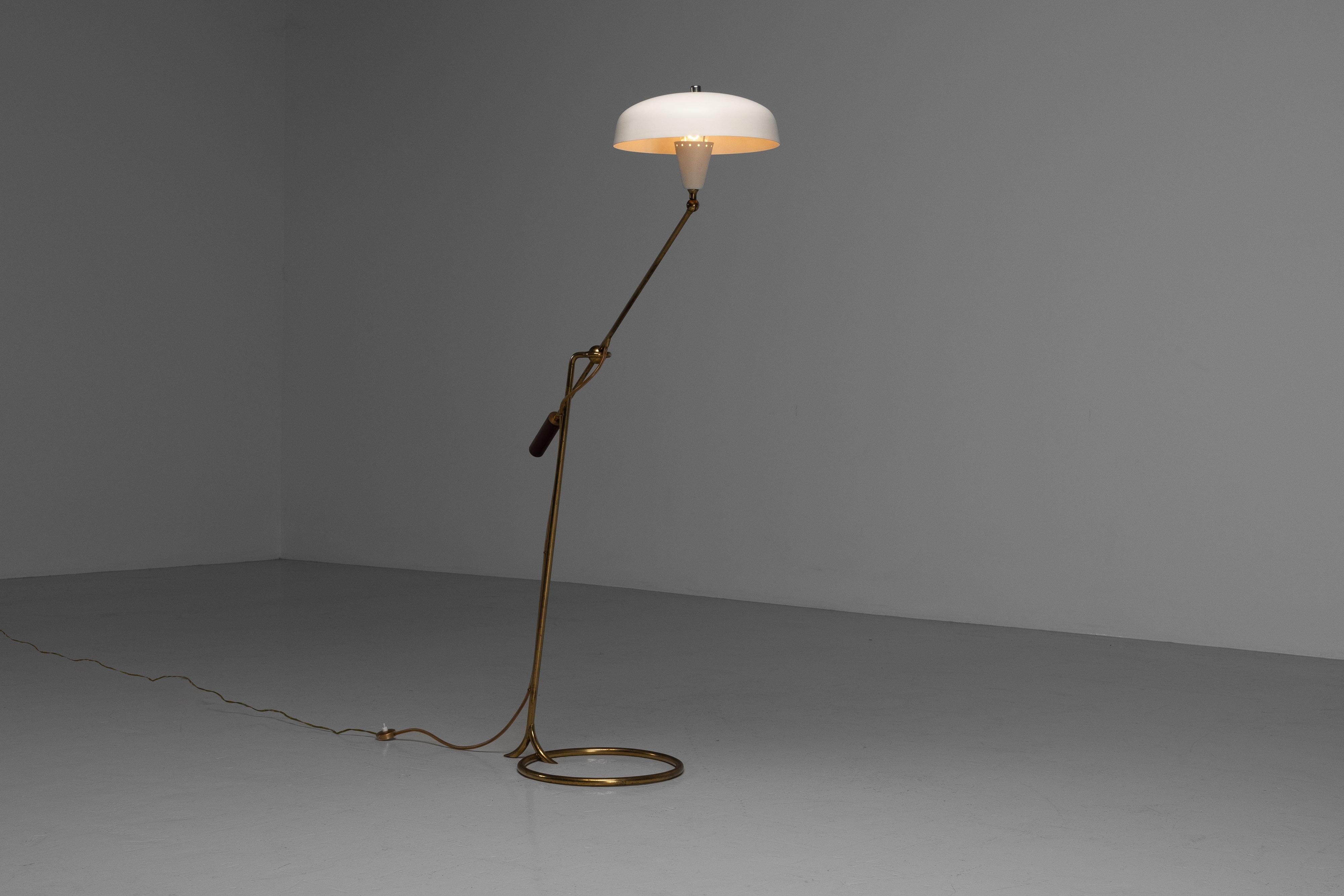 Angelo Lelii Arredoluce lámpara de pie regulable Italia 1951 Aluminio en venta