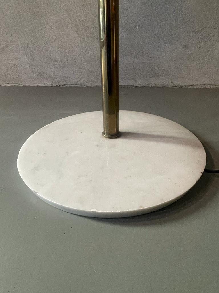 Angelo Lelii Arredoluce Brass Opaline Glass Marble Floor Lamp Italy 1950s 5