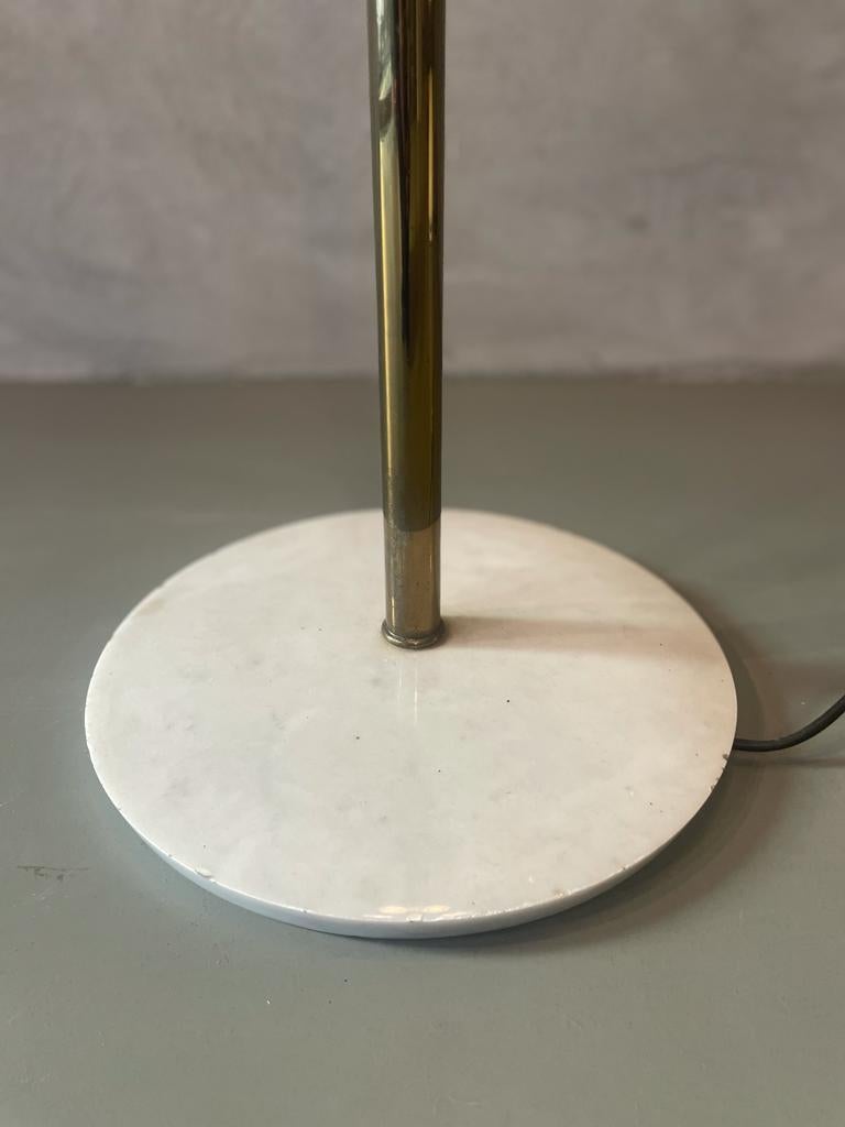 Angelo Lelii Arredoluce Brass Opaline Glass Marble Floor Lamp Italy 1950s For Sale 2