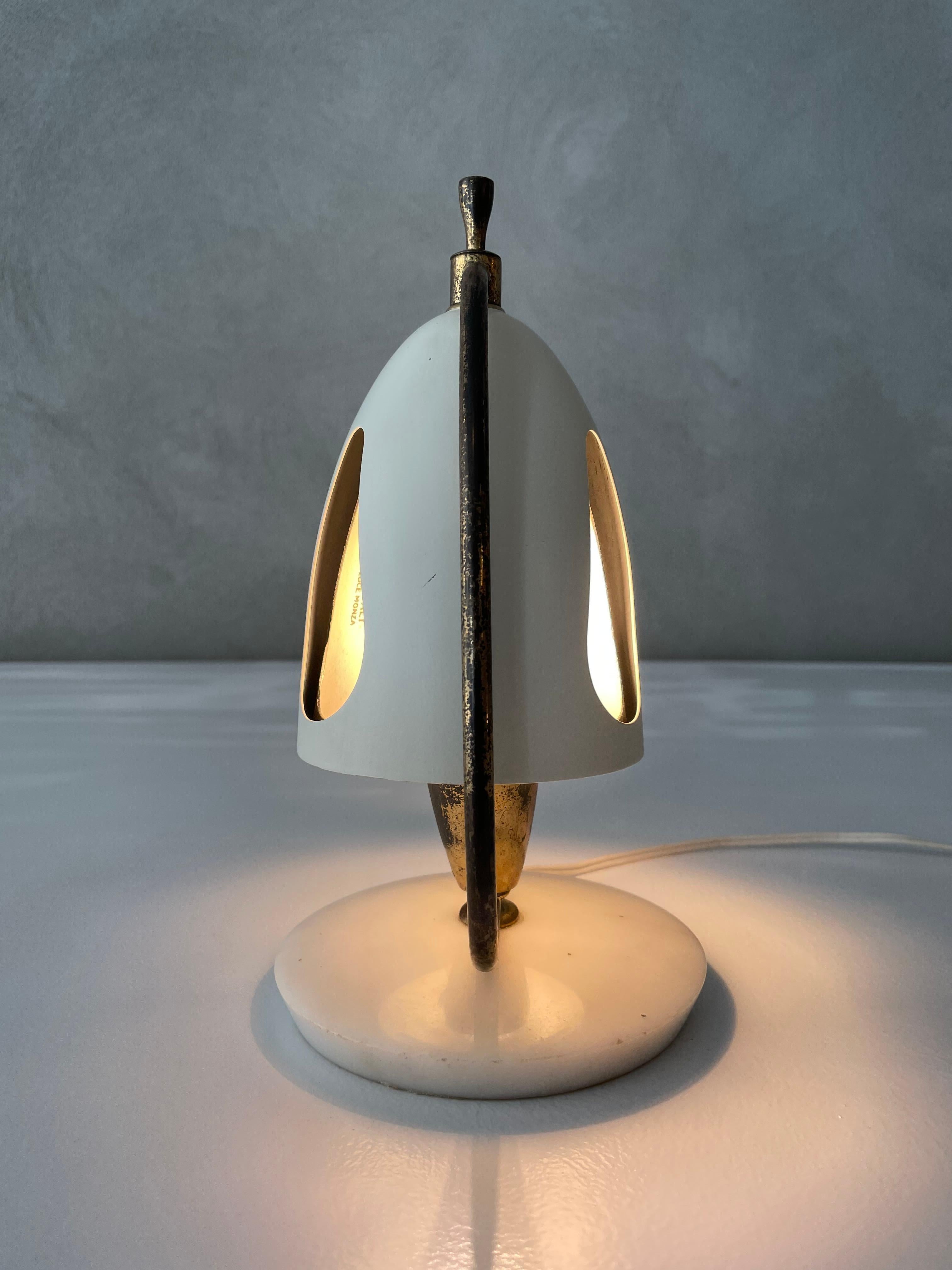 Italian Angelo Lelii Arredoluce Mod. 12398 Brass Marble Table Lamp, Italy, 1952
