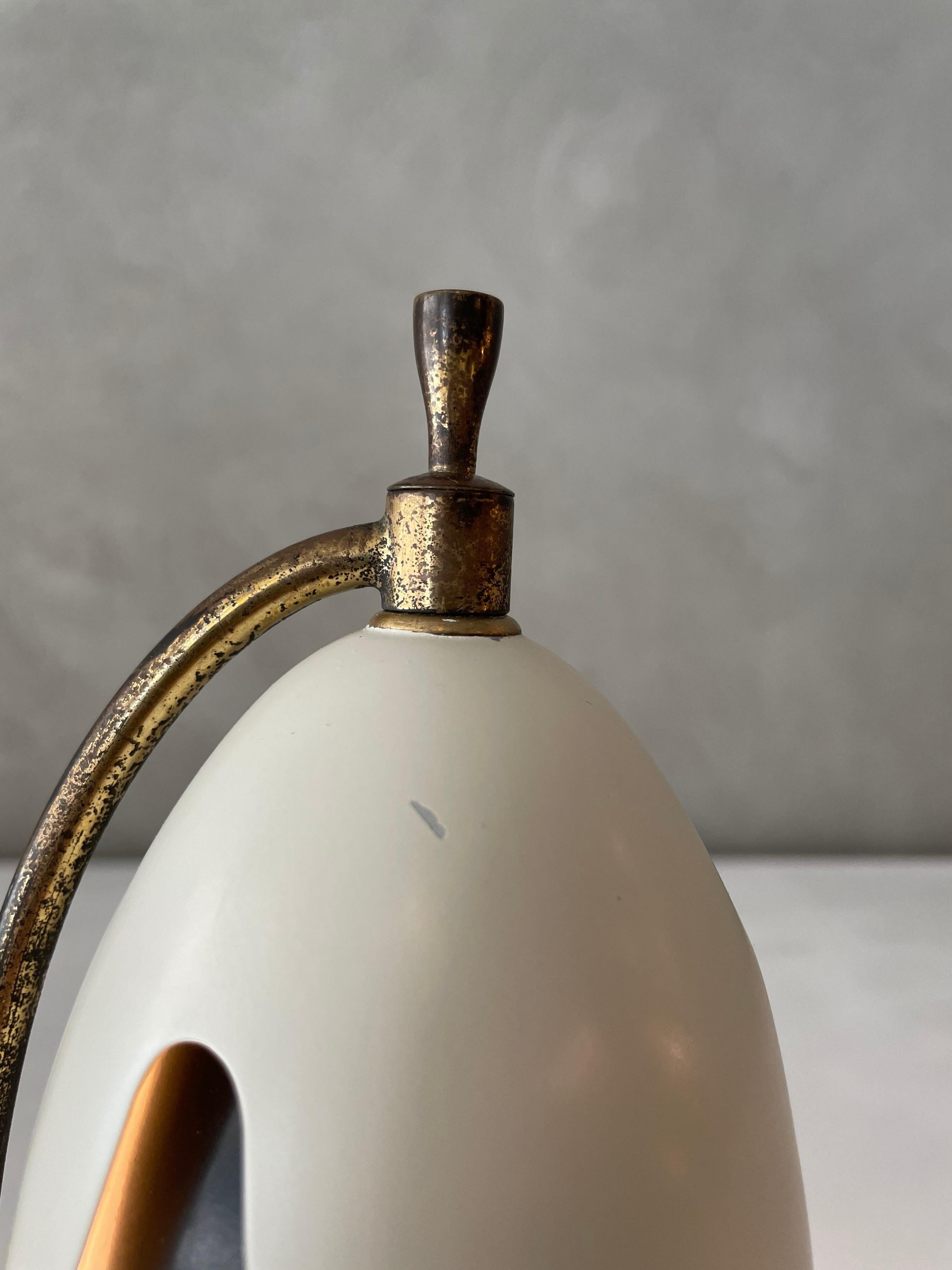 Lacquered Angelo Lelii Arredoluce Mod. 12398 Brass Marble Table Lamp, Italy, 1952