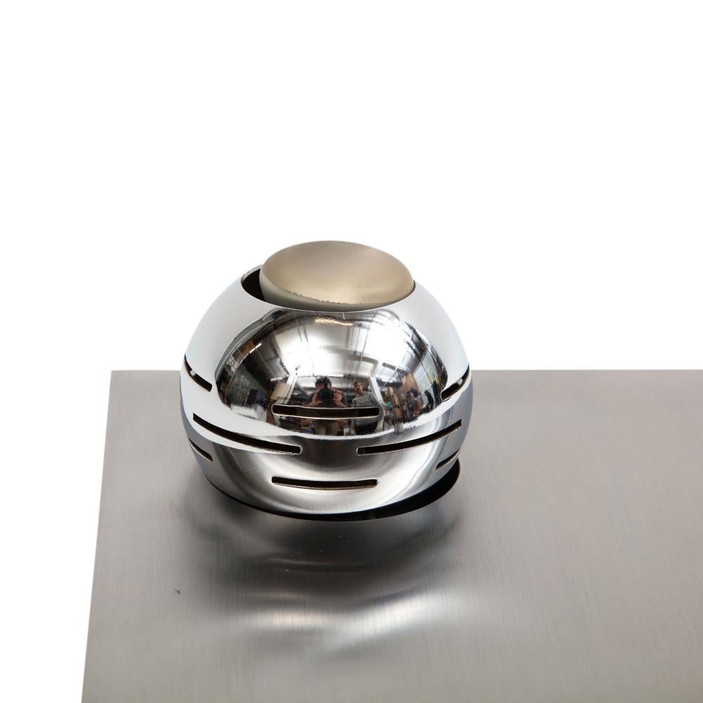 Angelo Lelii Lámpara de mesa Arredoluce, acero inoxidable, globo ocular magnético, firmada Acero inoxidable en venta
