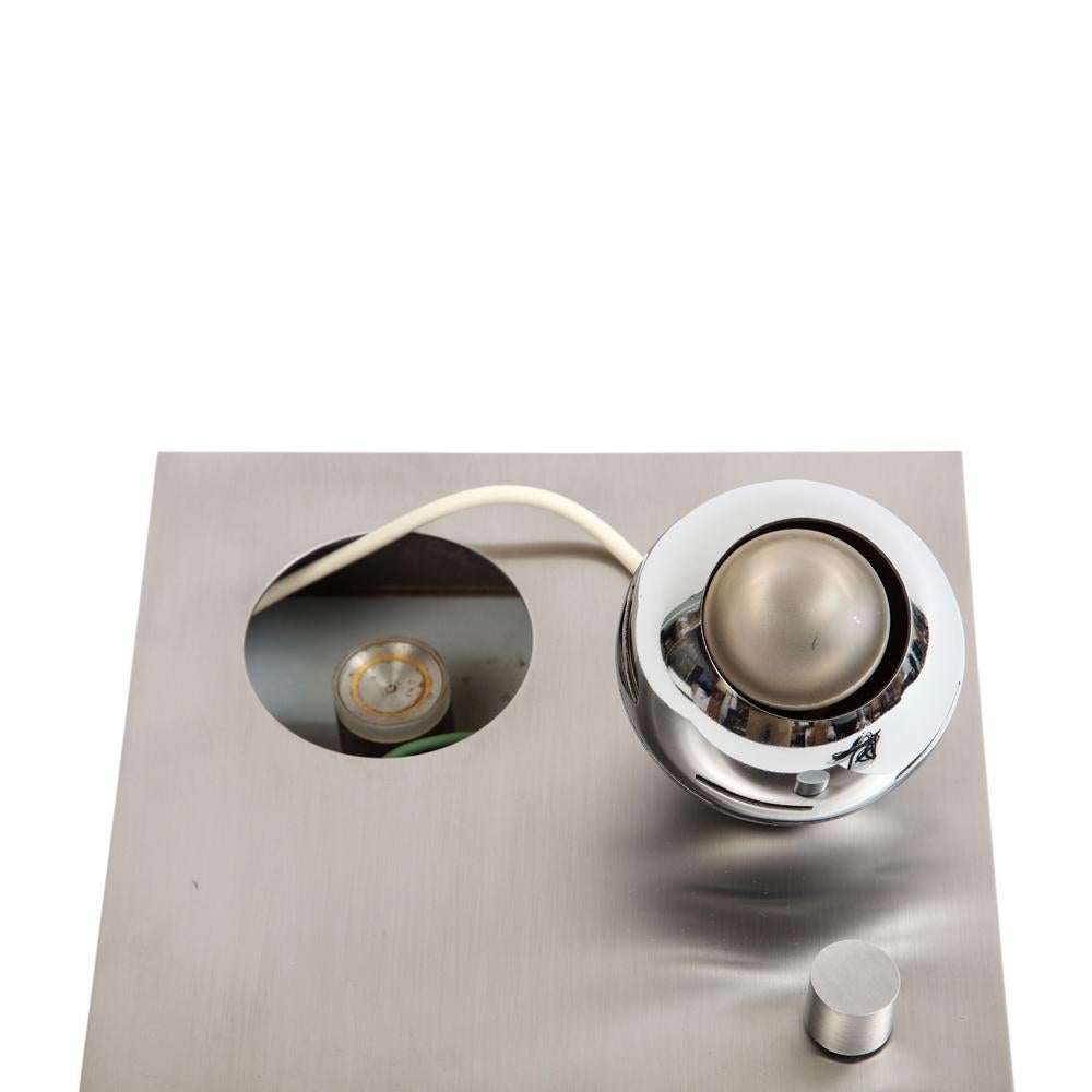 Angelo Lelii Arredoluce Table Lamp, Stainless Steel, Magnetic Eyeball, Signed For Sale 1
