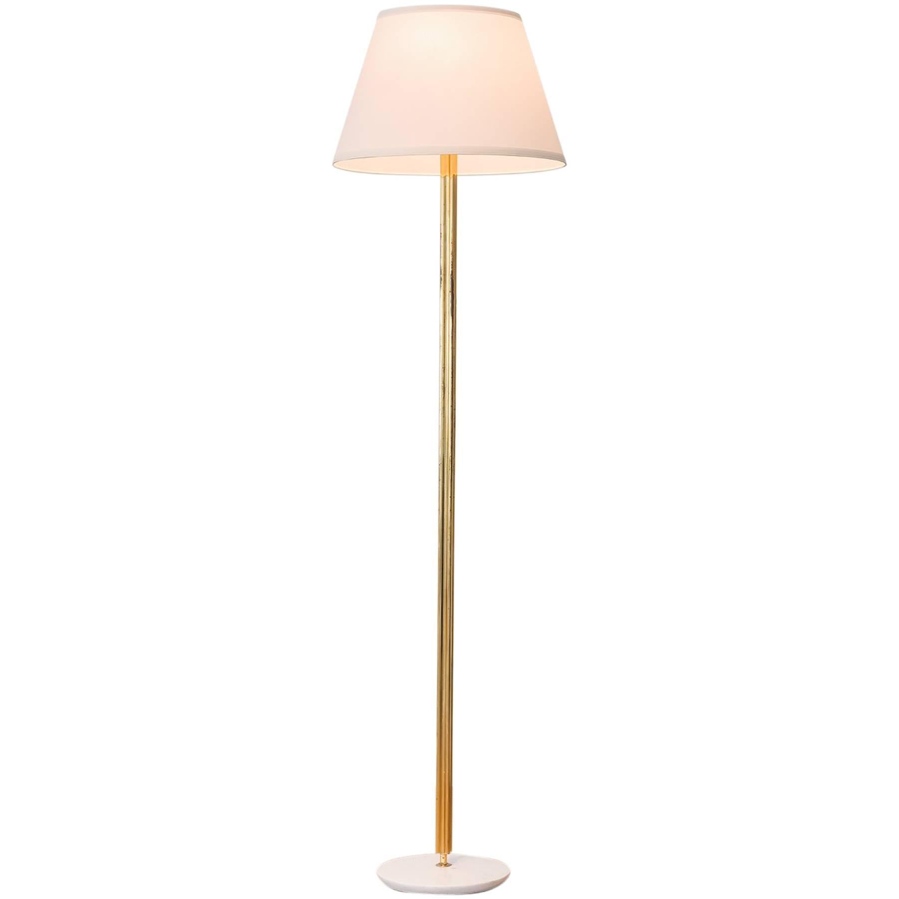 Angelo Lelii (attributed) Floor Lamp, Brass, Marble, Silk, Arredoluce, 1950s