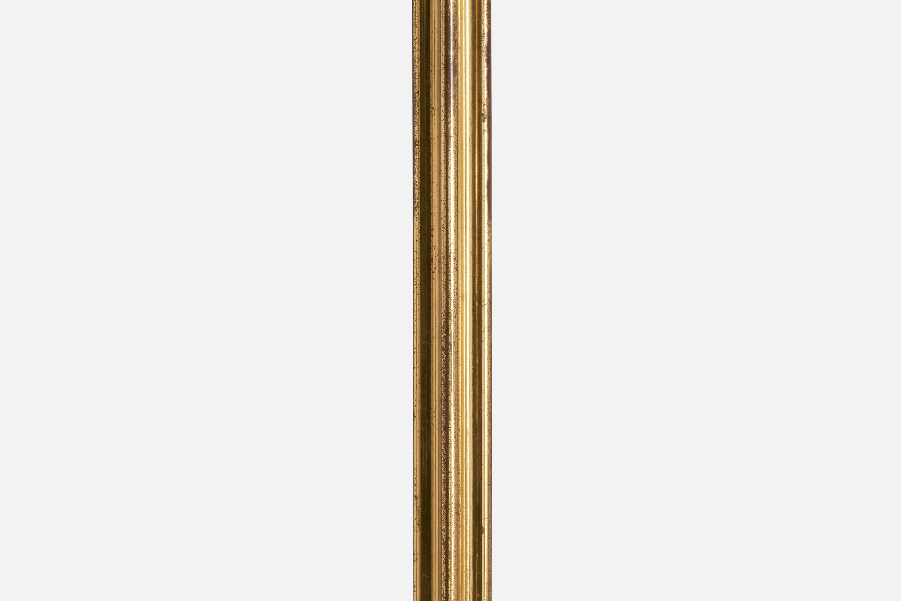 Angelo Lelii Attribution, Stehlampe, Messing, Marmor, Stoff, Italien, 1950er Jahre (Mitte des 20. Jahrhunderts) im Angebot