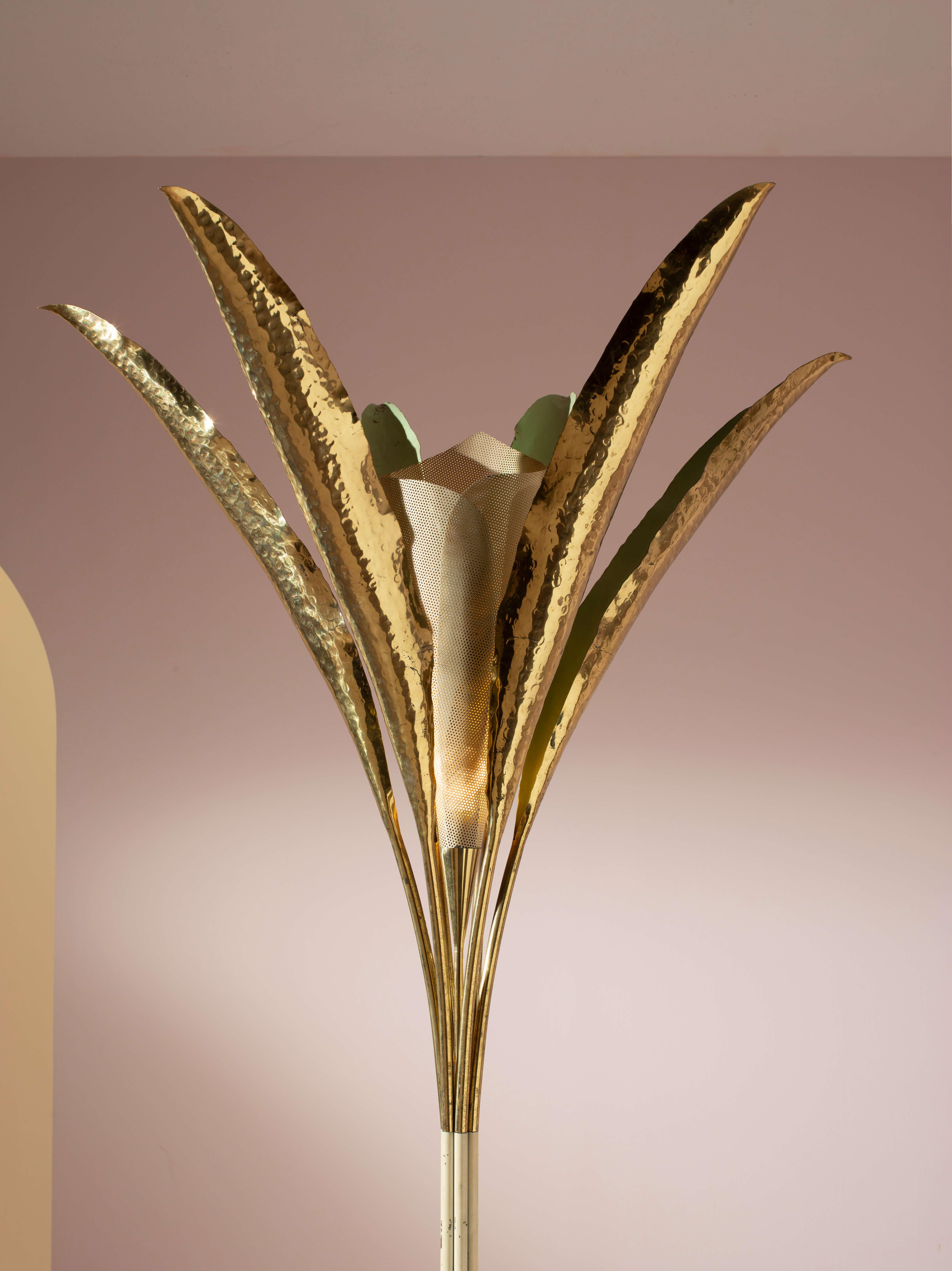 Angelo Lelii brass and metal floor lamp model 12383 by Arredoluce, Italy, 1950s For Sale 3