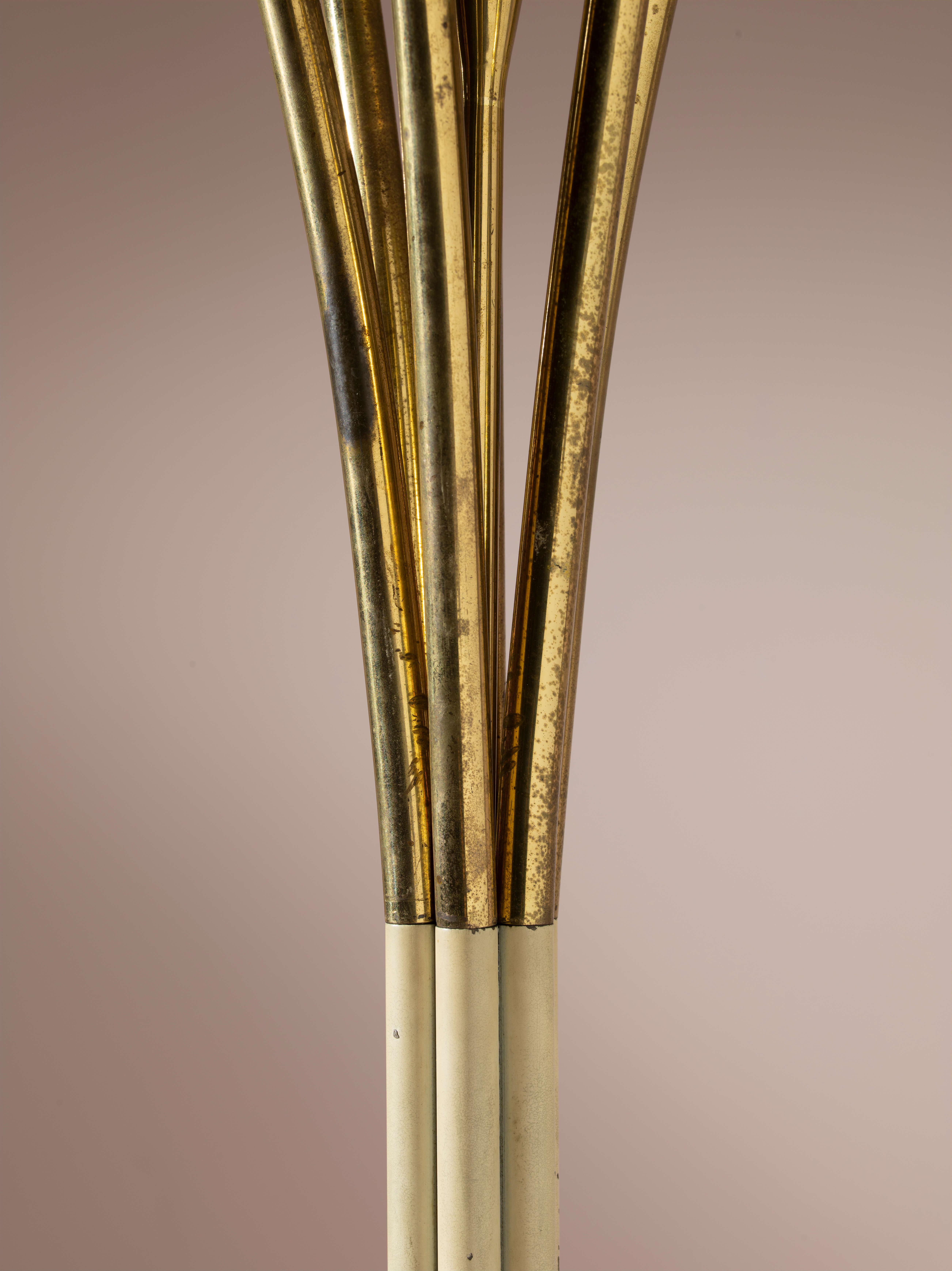 Italian Angelo Lelii brass and metal floor lamp model 12383 by Arredoluce, Italy, 1950s For Sale