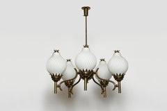 Angelo Lelii Brass Chandelier by Arredoluce, Large Tortiglioni, Italy 1960s