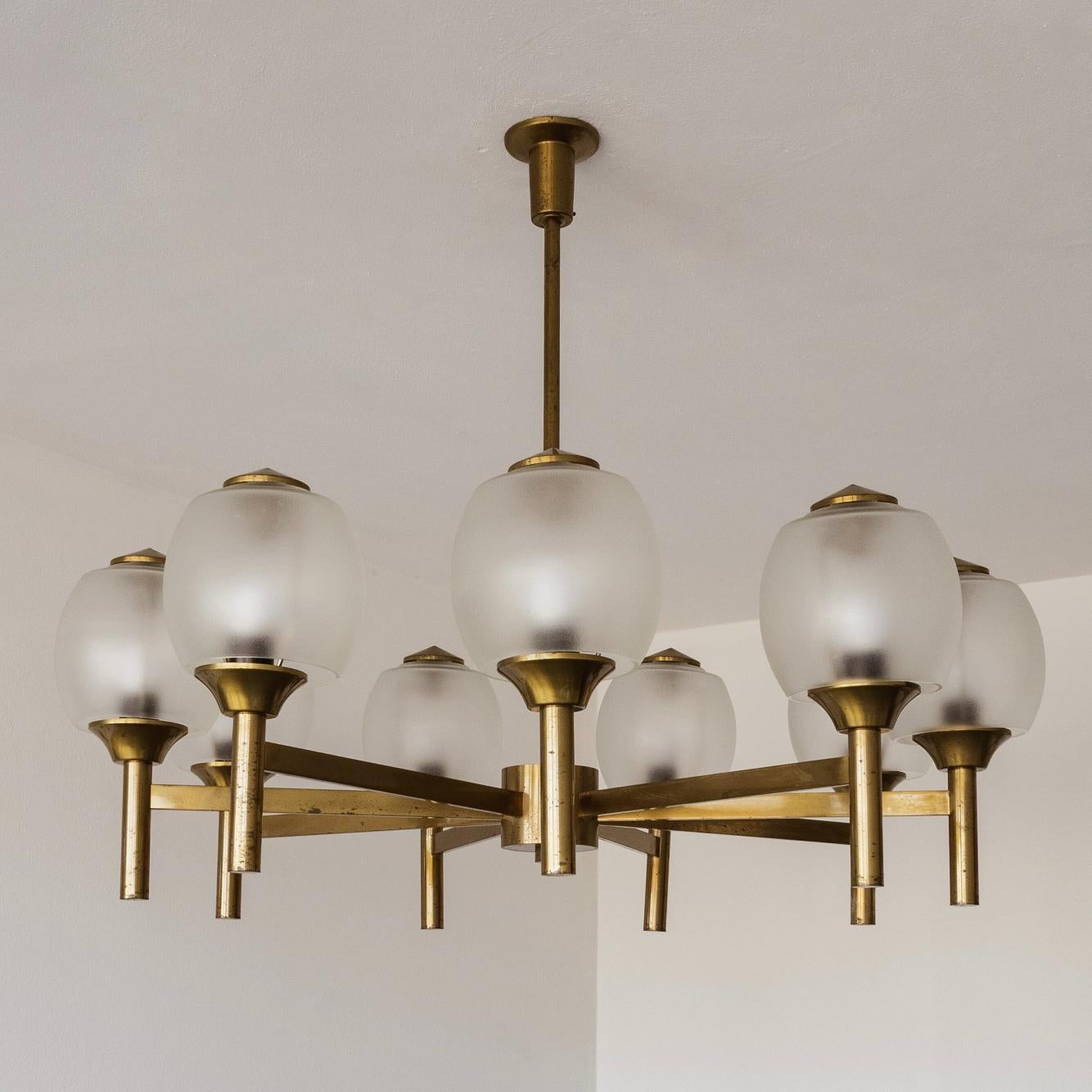 Mid-Century moderno Lampadario in ottone di Angelo Lelii per Arredoluce, 1950 in vendita