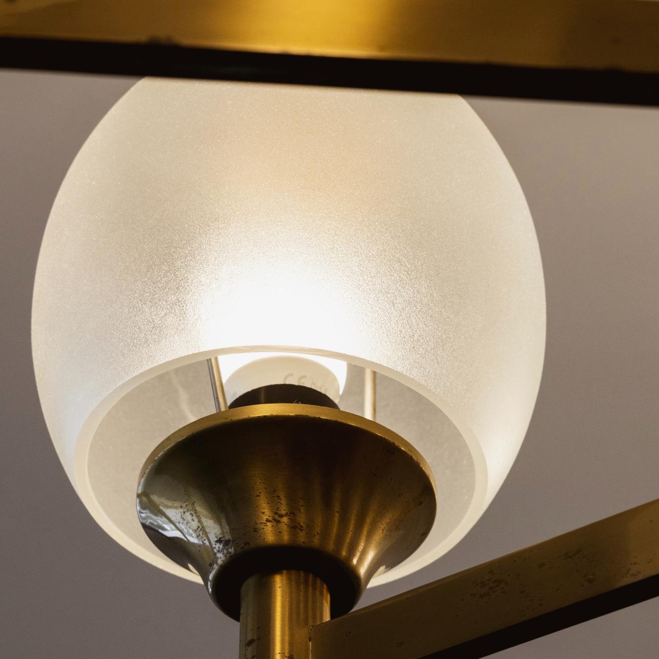 Italiano Lampadario in ottone di Angelo Lelii per Arredoluce, 1950 in vendita