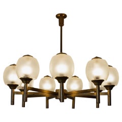 Lampadario in ottone di Angelo Lelii per Arredoluce, 1950