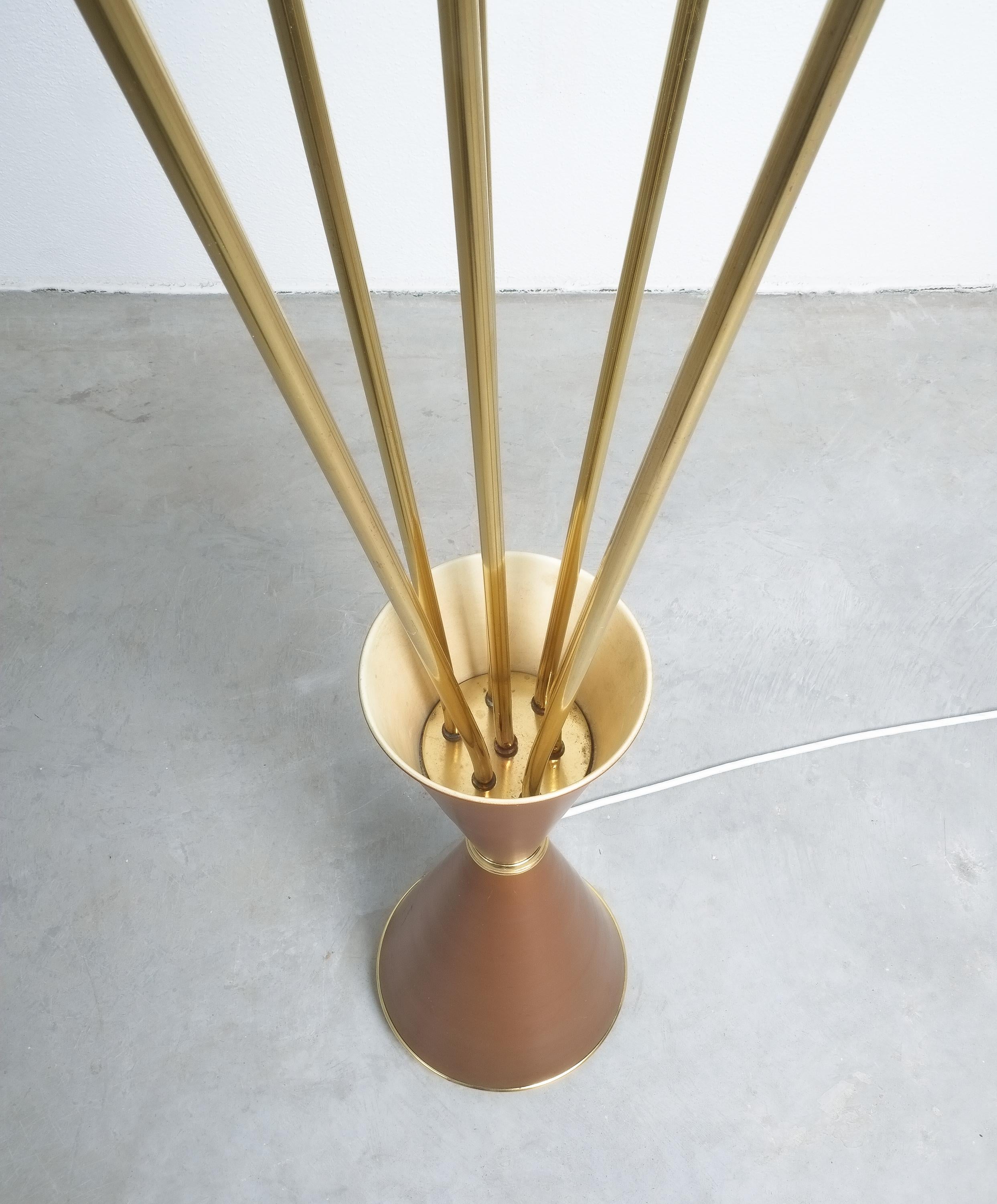 Blown Glass Angelo Lelii Calla Floor Lamp Glass Brass, Midcentury, Italy, Refurbished