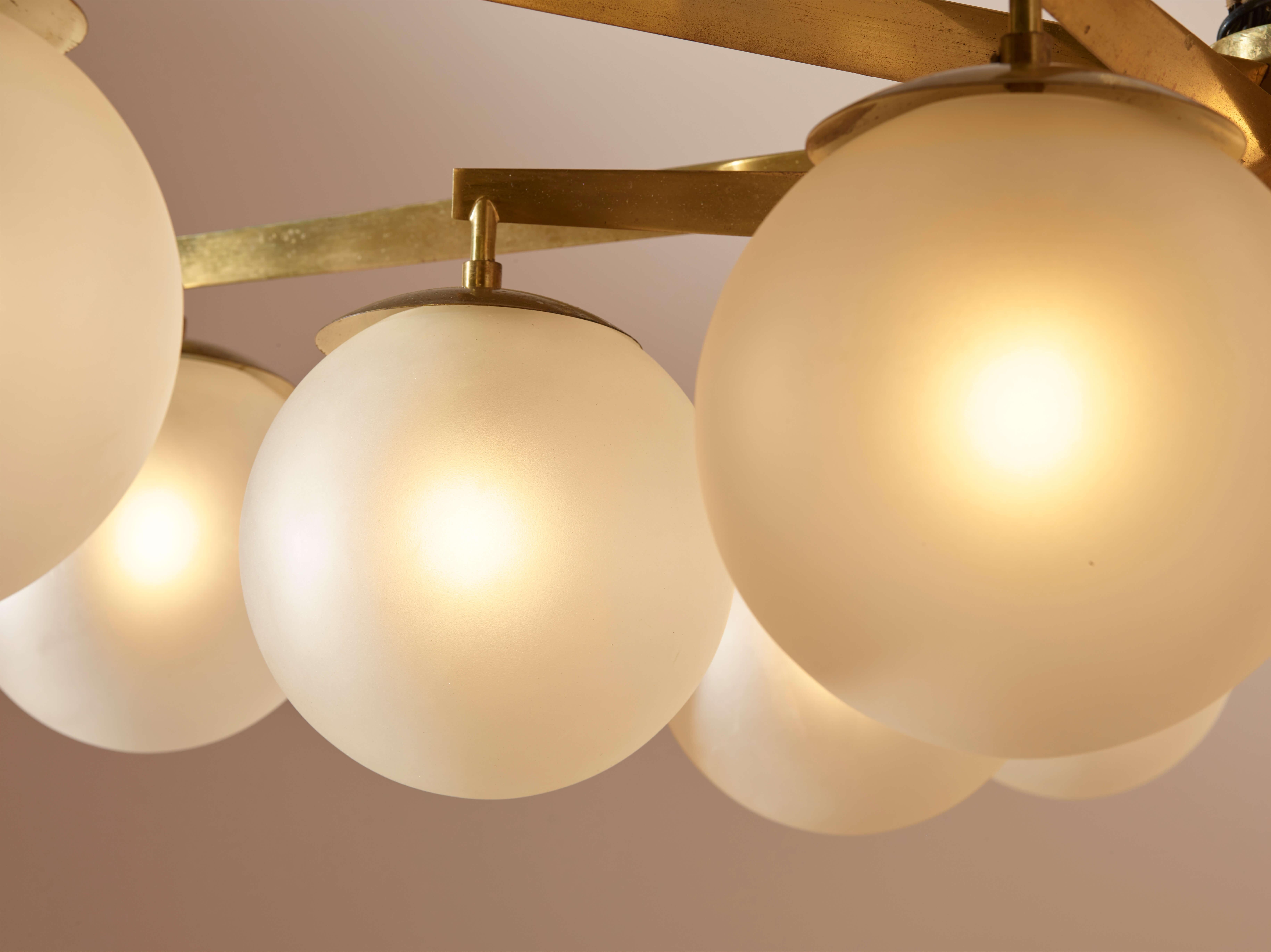 Angelo Lelii certified 'Stella a 12' brass & glass chandelier by Arredoluce 1958 6