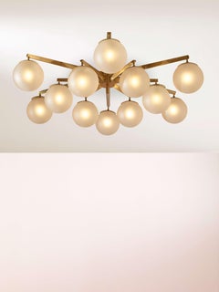 Angelo Lelii certified 'Stella a 12' brass & glass chandelier by Arredoluce 1958