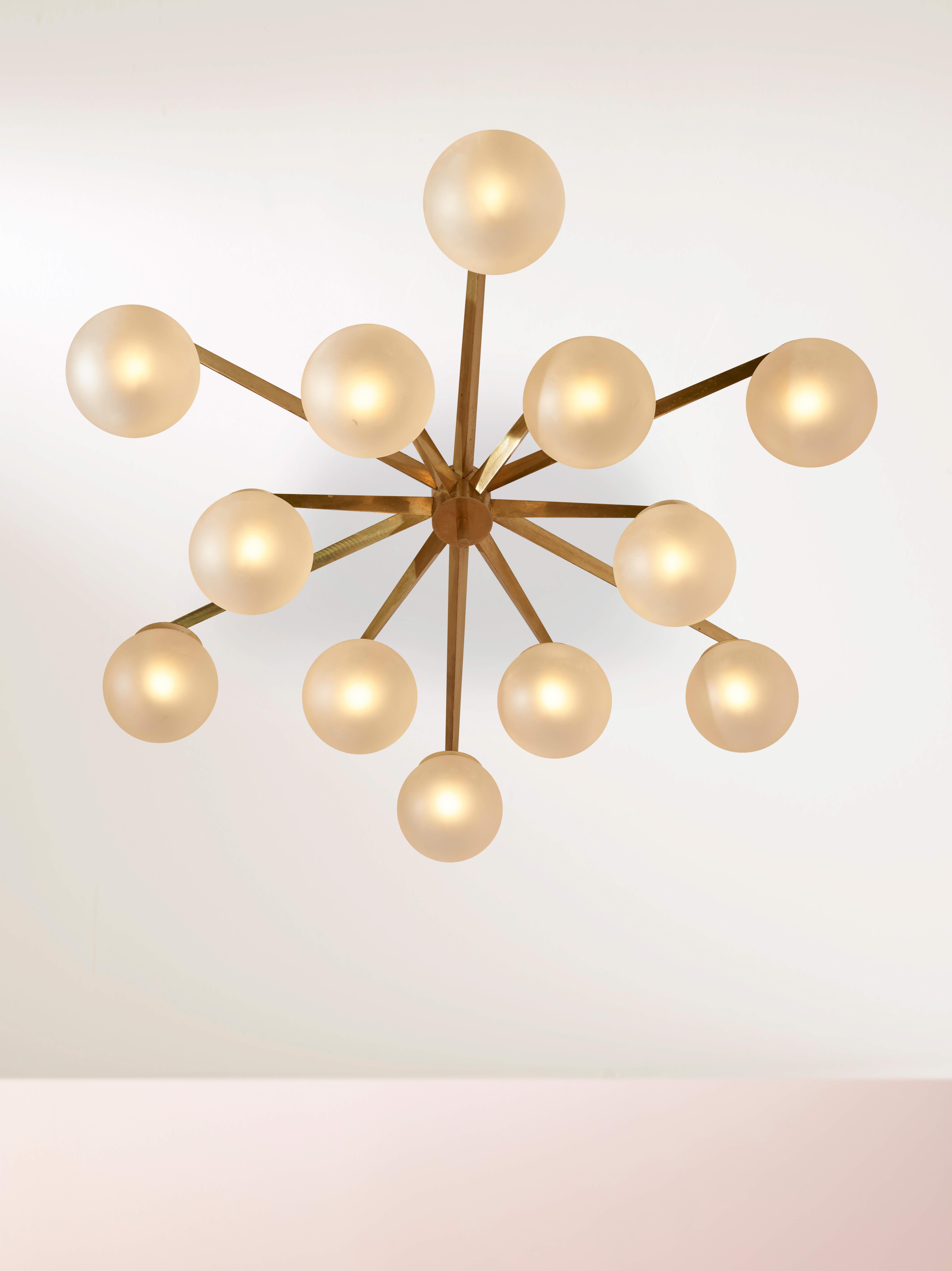 Angelo Lelii certified 'Stella a 12' brass & glass chandelier by Arredoluce 1958 2