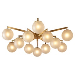 Angelo Lelii certified 'Stella a 12' brass & glass chandelier by Arredoluce 1958