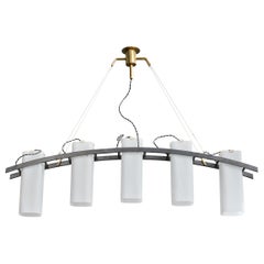 Angelo Lelii, Chandelier, Brass, Metal, Glass, Italy, 1950s
