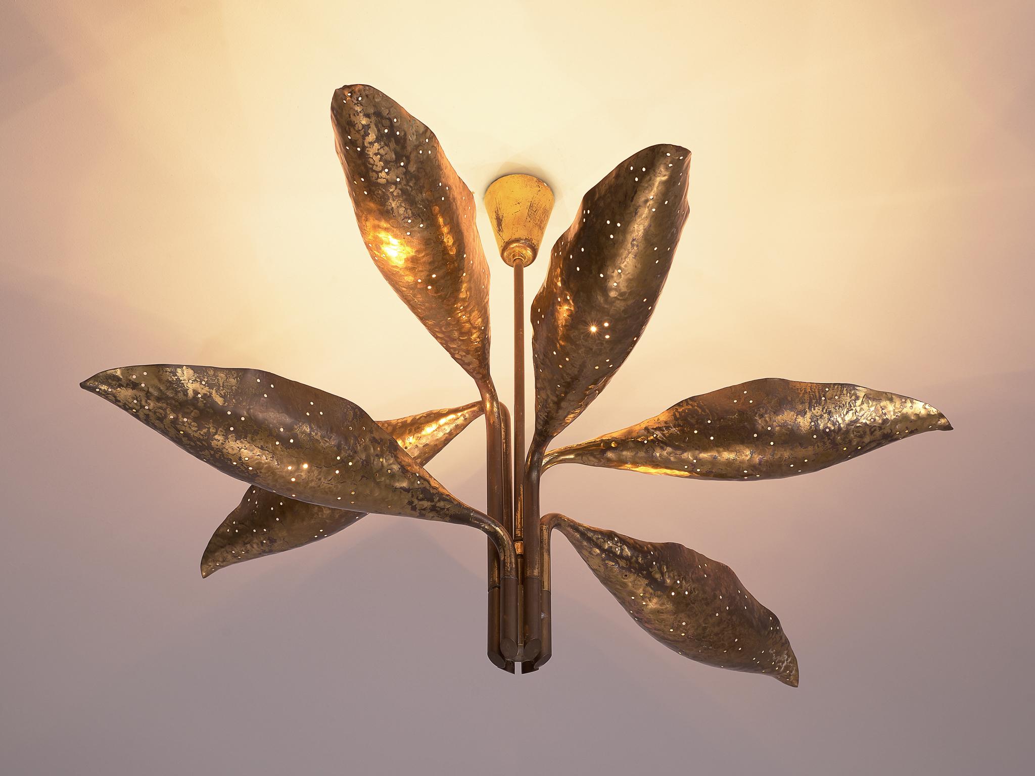 Italian Angelo Lelii Chandelier in Brass for Arredoluce