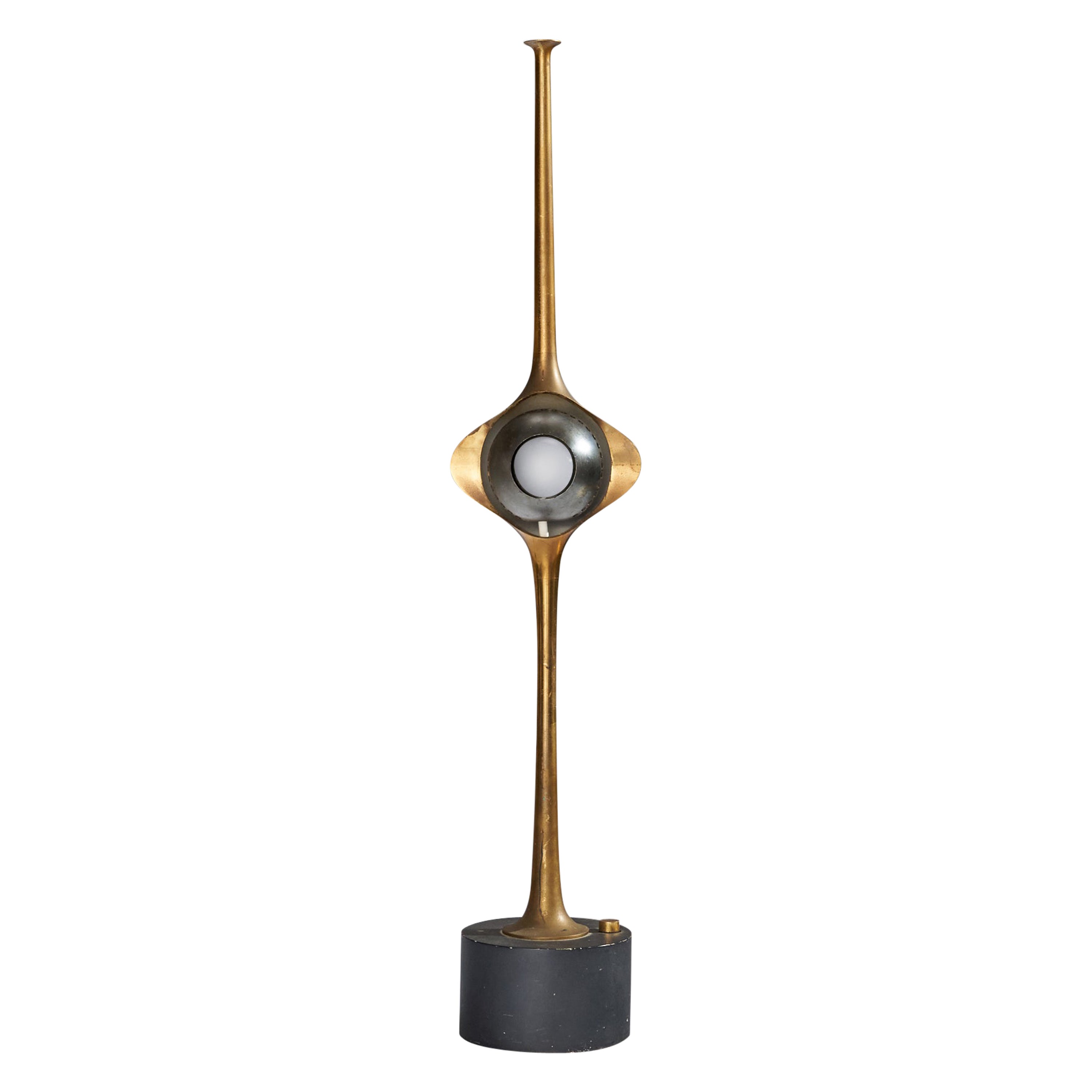 Lampe de Table « Cobra » Angelo Lelii, Laiton, Métal, Italie, 1962
