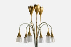 Angelo Lelii, lampadaire, laiton, verre, marbre, Italie, années 1950