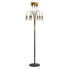 Angelo Lelii, lampadaire, laiton, verre, marbre, Italie, années 1950