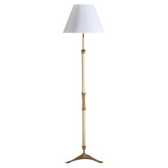 Angelo Lelii, Floor Lamp, Brass, Leatherette, Marble, Fabric, Arredoluce, 1950s