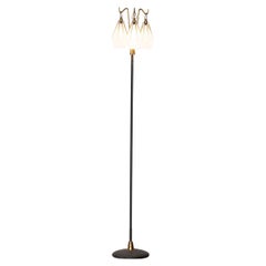 Angelo Lelii Floor Lamp with Three Glass Elements Arredoluce, 1950