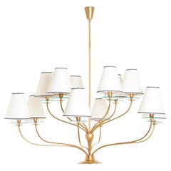 Angelo Lelii for Arredoluce brass crystal glass chandelier 1940