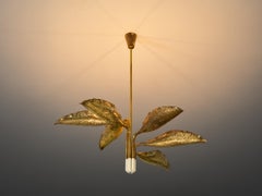 Angelo Lelii for Arredoluce Chandelier in Hammered Brass