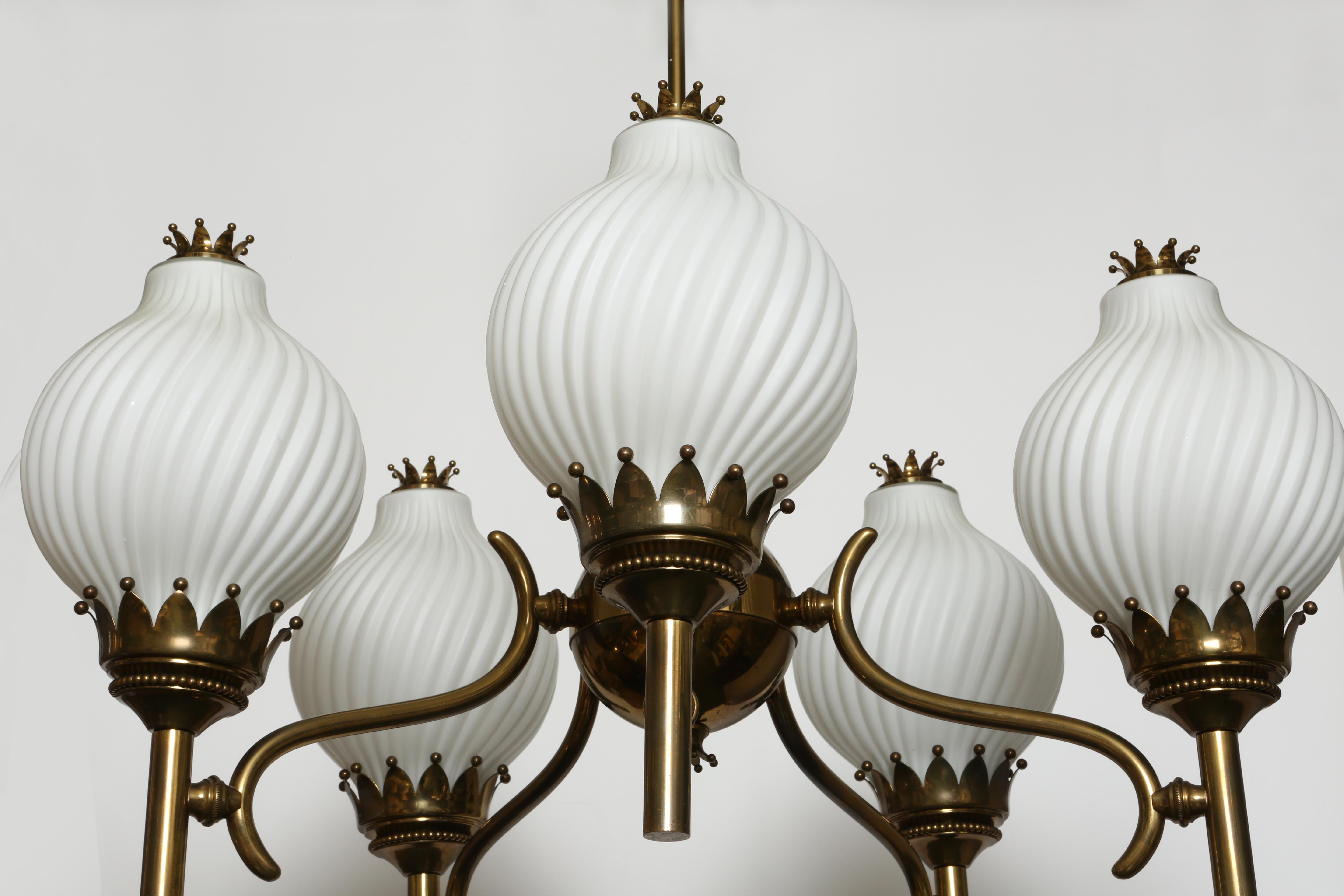 Laiton Angelo Lelii pour Arredoluce Lustre, grand Italie circa 1960s en vente