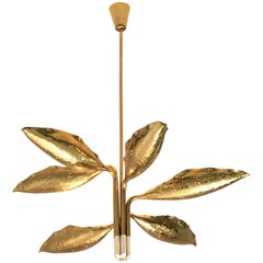 Angelo Lelii for Arredoluce Chandelier Model ‘12369’ in Hammered Brass