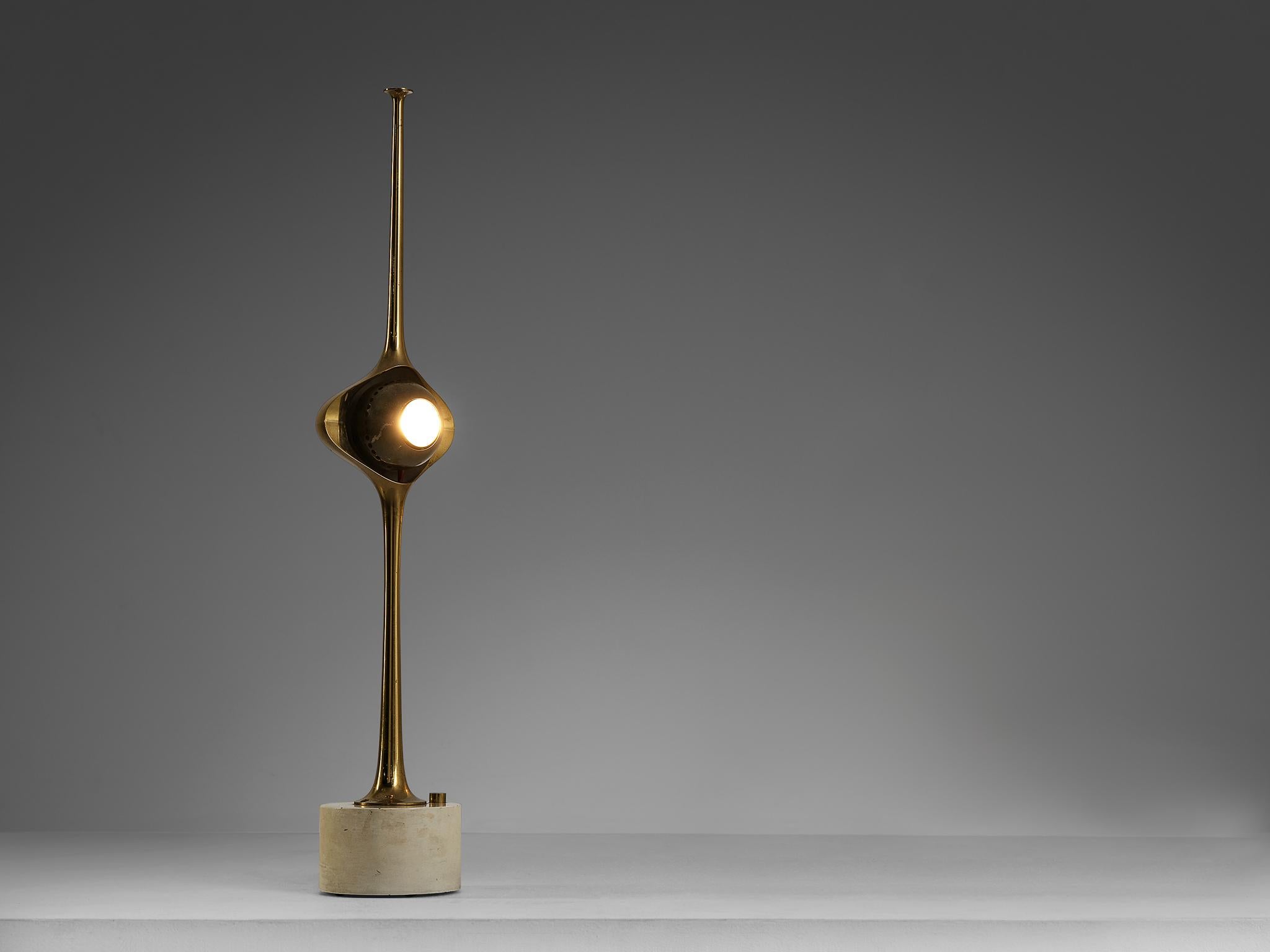 Angelo Lelii per Arredoluce, lampada da tavolo 'Cobra', modello '12919', ottone, ferro, acciaio verniciato, Italia, circa 1962 

Questa eccezionale lampada da tavolo modello '12919', conosciuta come 'il Cobra' dai lavoratori di Arredoluce, è stata