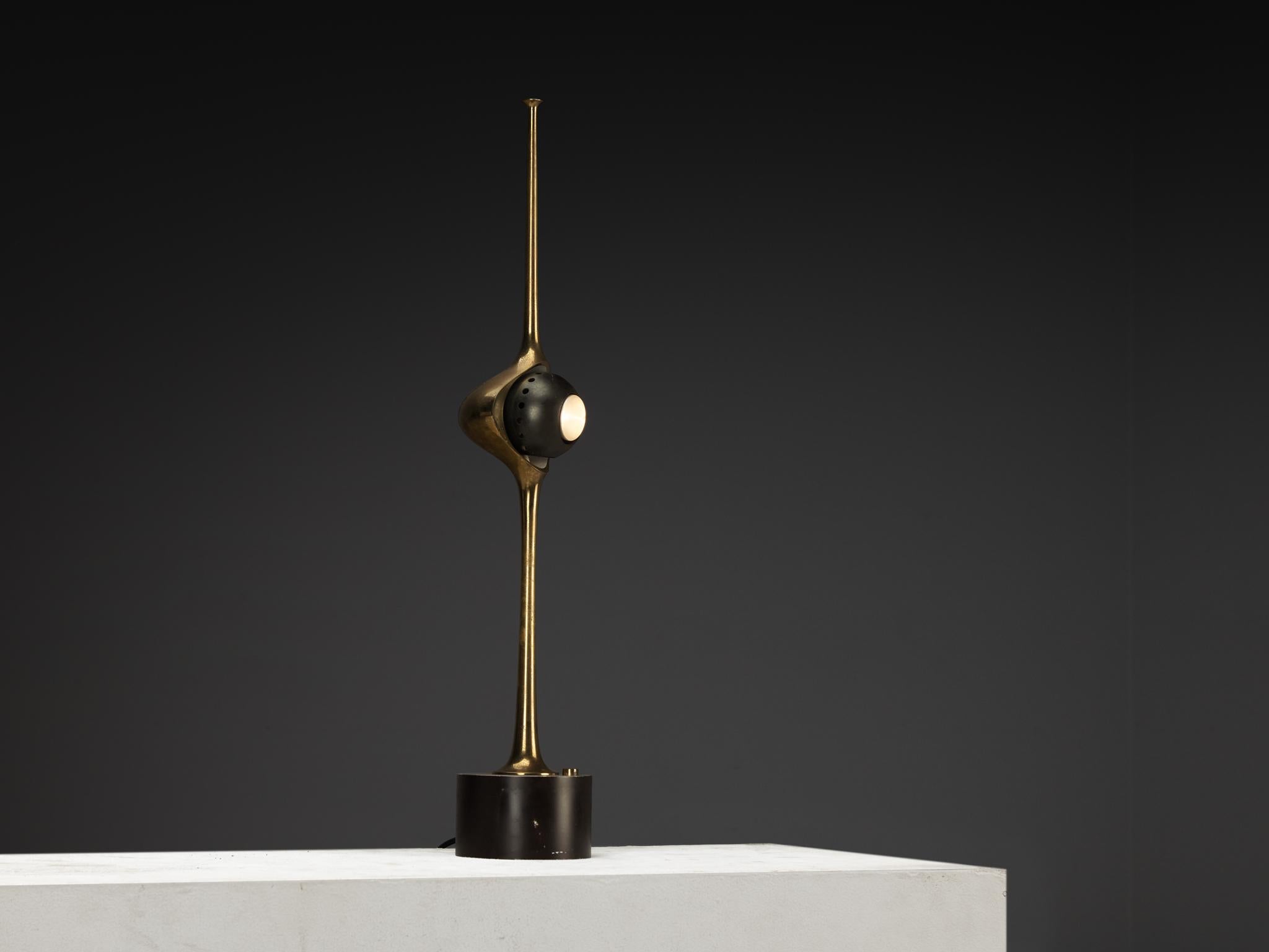 Mid-20th Century Angelo Lelii for Arredoluce ‘Cobra’ Table Lamp in Brass For Sale