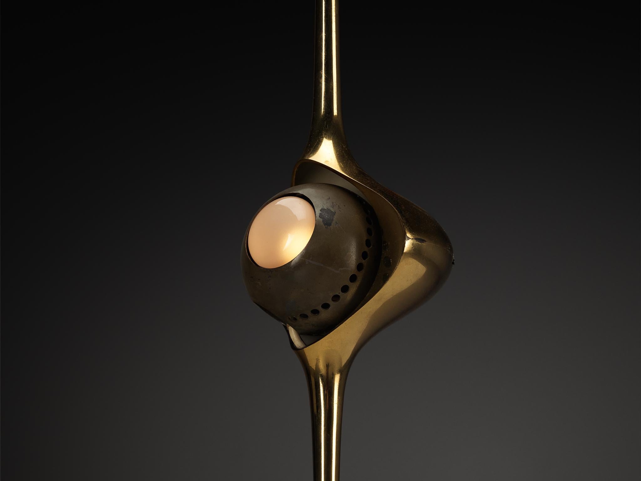 Mid-Century Modern Angelo Lelii pour Arredoluce Lampes de table 'Cobra' en laiton en vente
