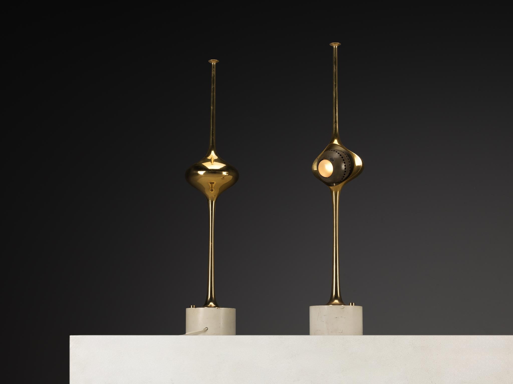 Angelo Lelii pour Arredoluce Lampes de table 'Cobra' en laiton en vente 1