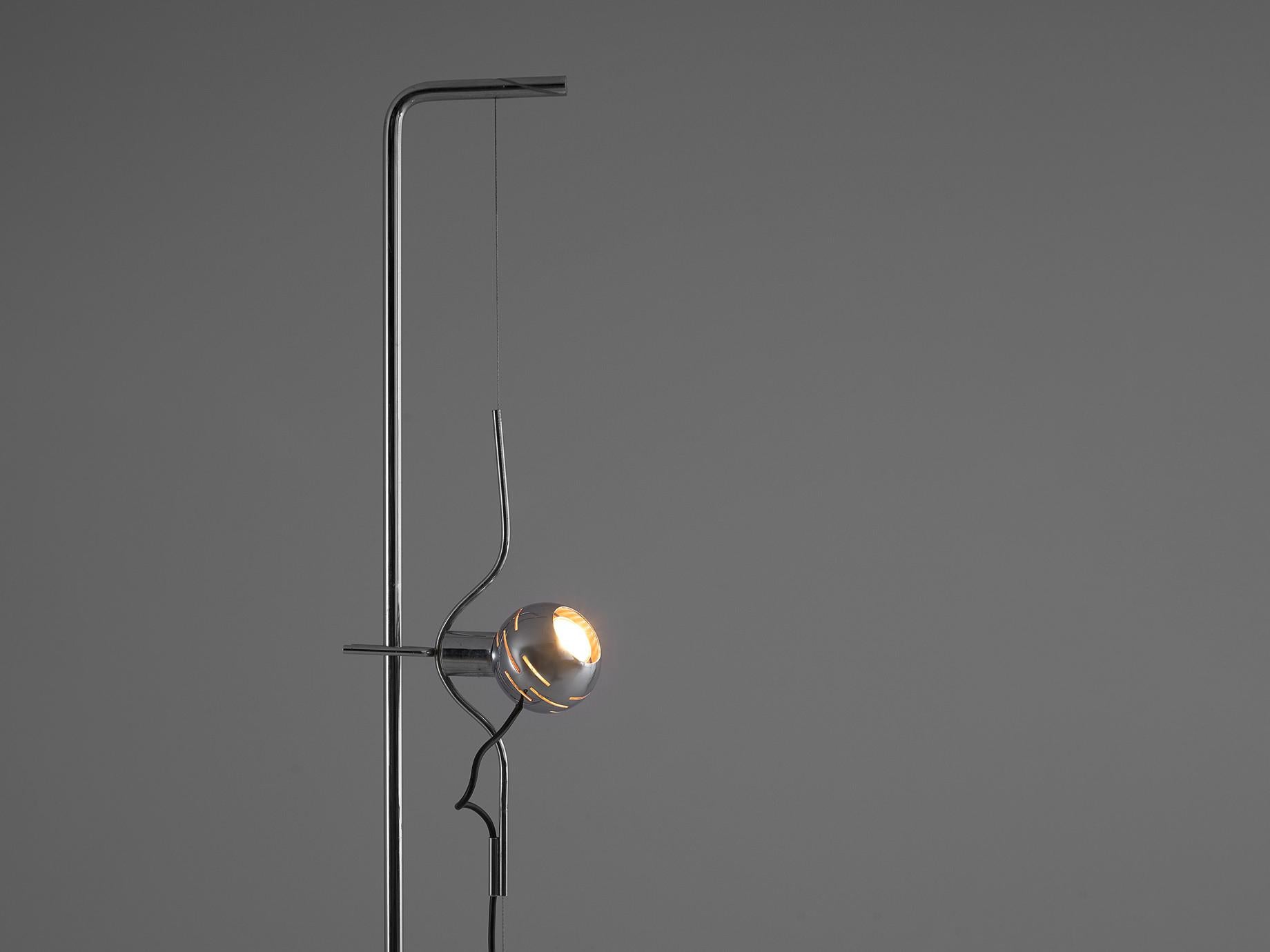 Mid-Century Modern Angelo Lelii for Arredoluce 'Filo Sfera' Floor Lamp in Chromium-Plated Metal For Sale