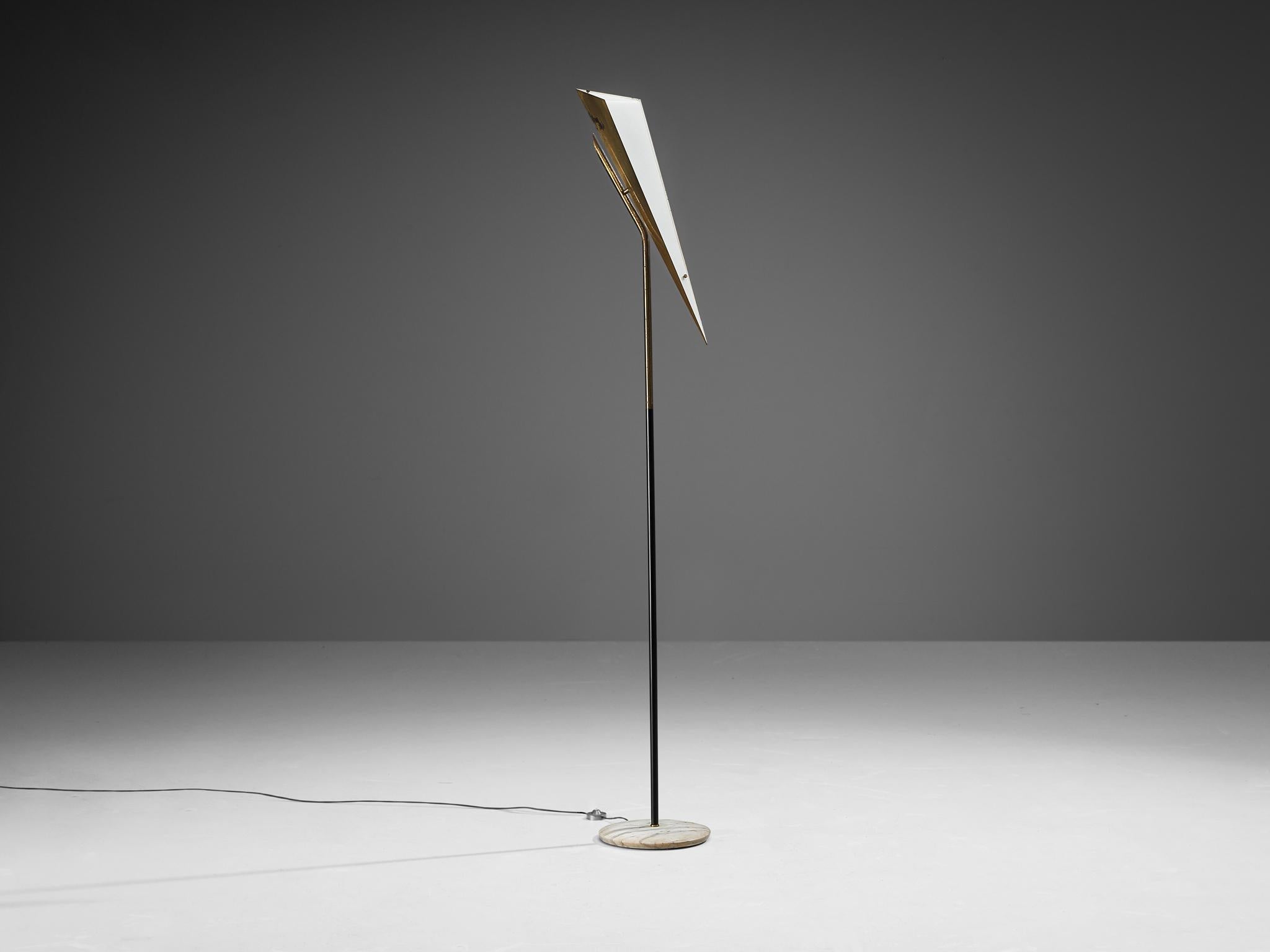 Angelo Lelii for Arredoluce Floor Lamp in Brass and Carrara Marble  For Sale 3