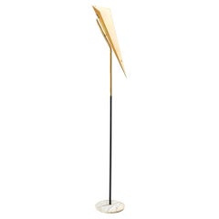 Lampadaire Angelo Lelii pour Arredoluce en laiton et marbre de Carrare
